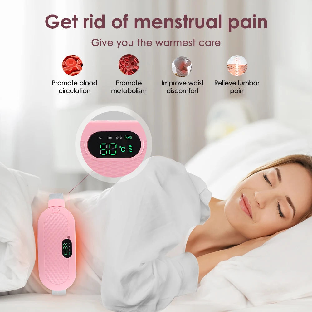 Thermal Electric Waist Massager Abdominal Heating Pad for Women Menstrual Cramps Pain Relief Vibration Back Massage Tool