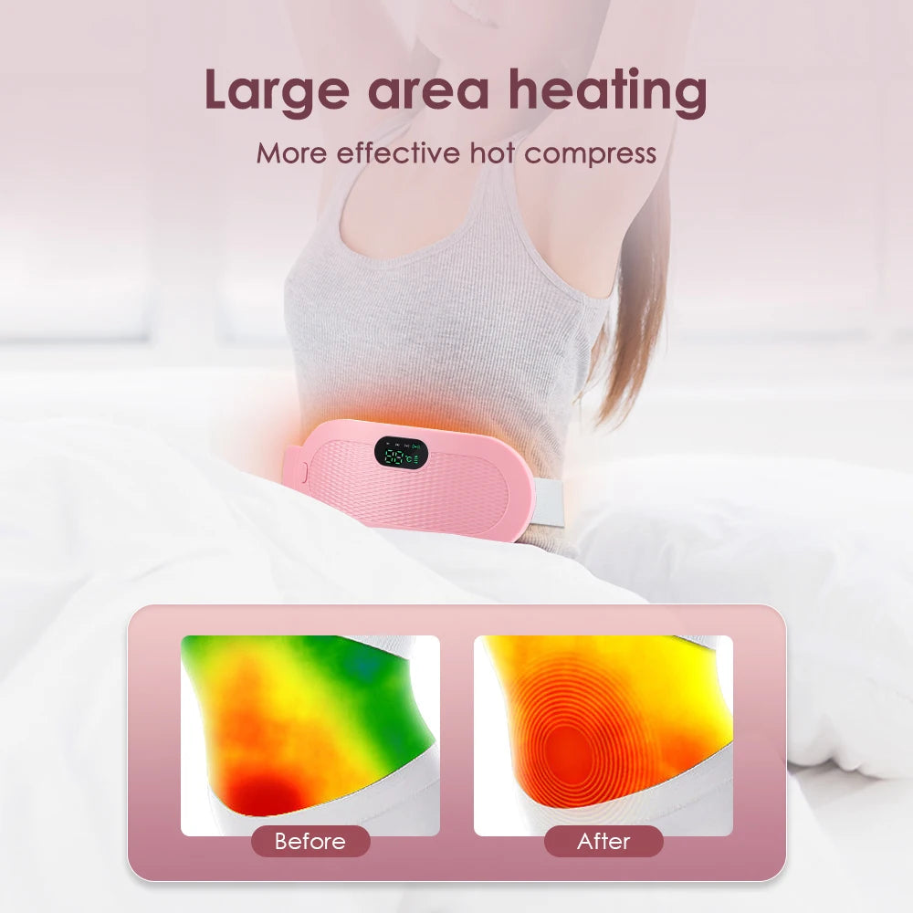 Thermal Electric Waist Massager Abdominal Heating Pad for Women Menstrual Cramps Pain Relief Vibration Back Massage Tool