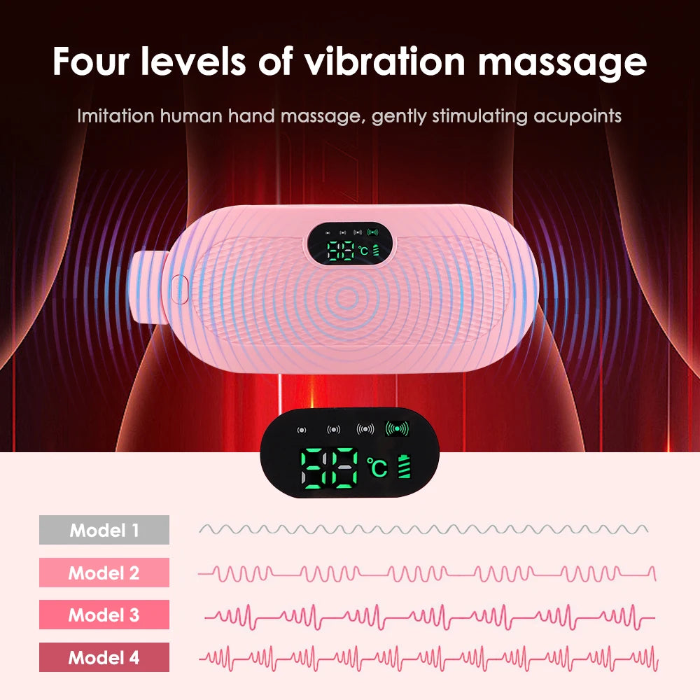 Thermal Electric Waist Massager Abdominal Heating Pad for Women Menstrual Cramps Pain Relief Vibration Back Massage Tool